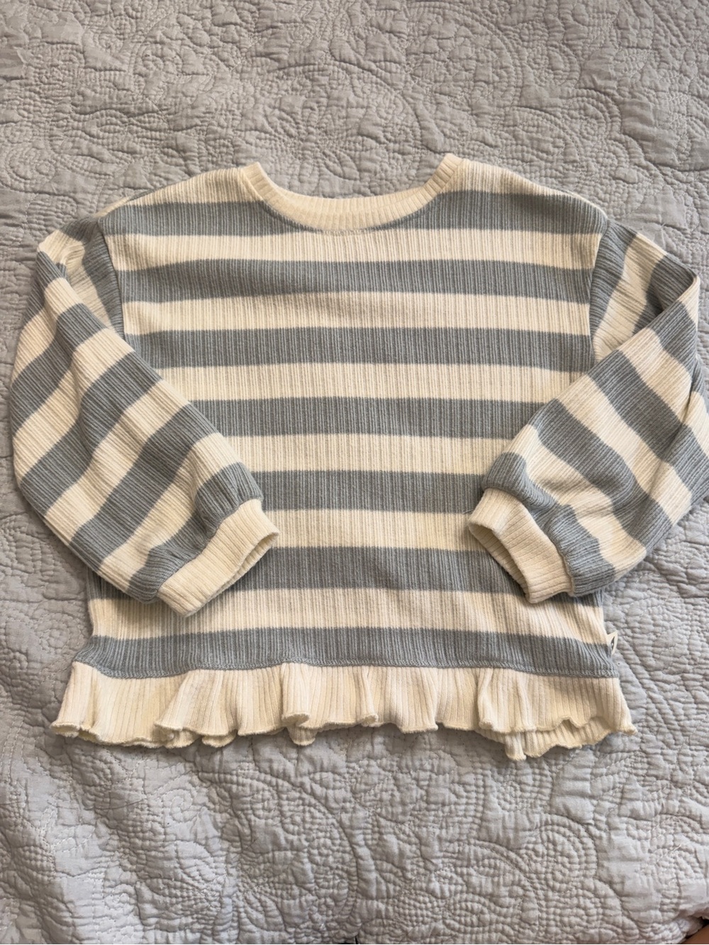 Easy Peasy Striped Long Sleeve Ruffle Hem Top